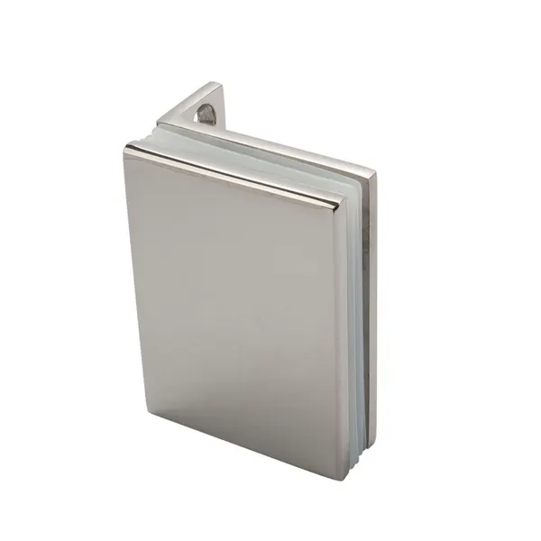 Bevestiging glas-muur 90° voor glasdikte 8-10mm RVS ge polijst per stuk