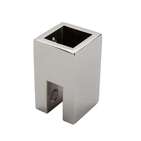 Glasbevestiging (voor 8-10mm) voor vierkante plafond stabilisatie stang - rvs gepolijst