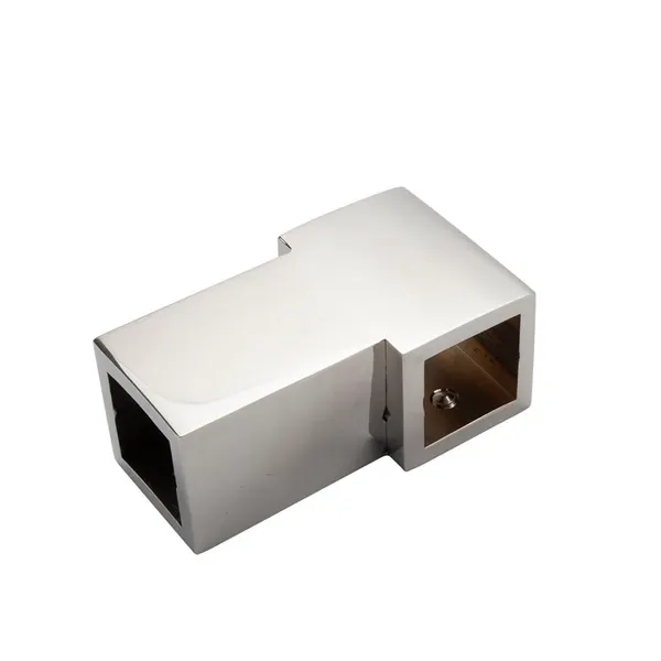 T-verbinder voor vierkante stabilisatie stang 20x20 RVS gepolijst