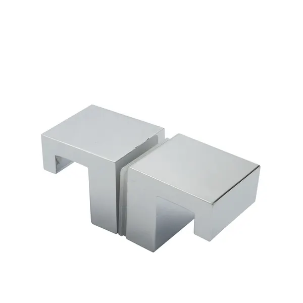 Deurknop rechthoekig met grijpholte 6-10mm glas boorgat Ø 14mm glans chroom