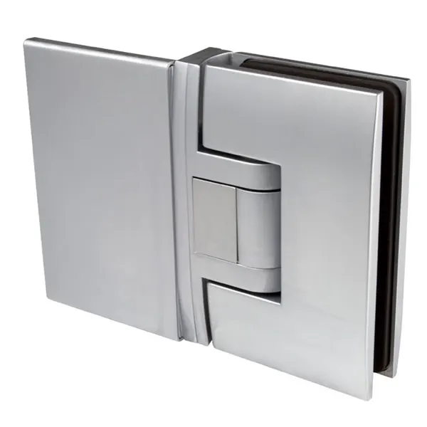 Pontere muur/glas scharnier mat chroom met montage plaat in lengte richting