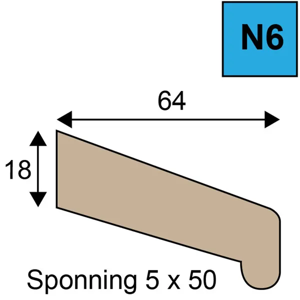 N6 neuslatten 80mu RAL 9010