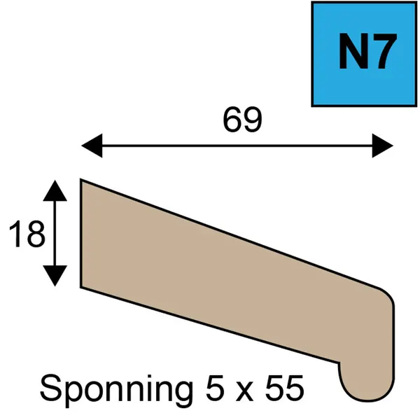 N7 neuslatten 80mu RAL 1013