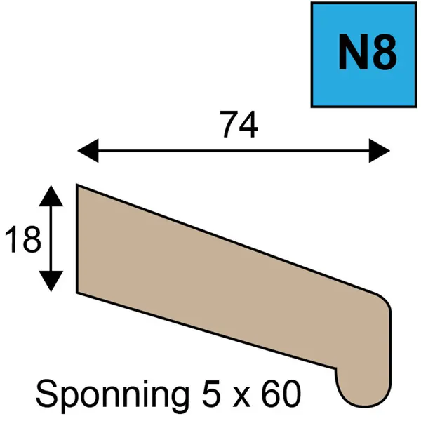 N8 neuslatten 80mu RAL 1013