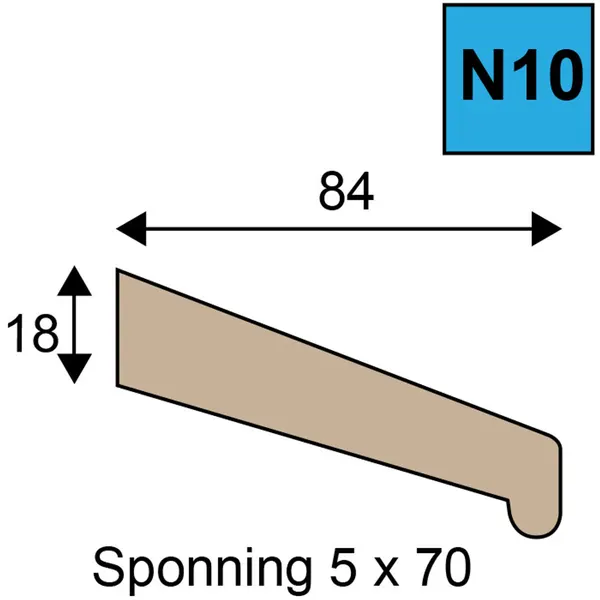 N10 neuslatten 80mu RAL 1013