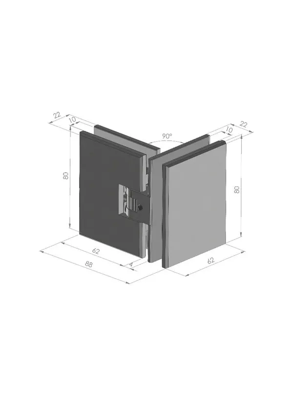 Zelfsl. scharnier 0°-15° glas- glas, 90° beide kant open in- stel +/- 5° per stuk RAL 9005 mat zwart