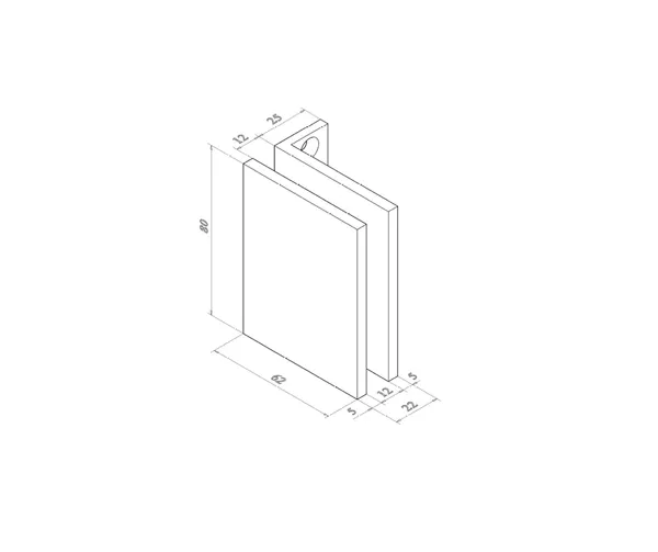 Bevestiging glas-muur 90° voor glasdikte 8-10mm Gepolijst messing PVD