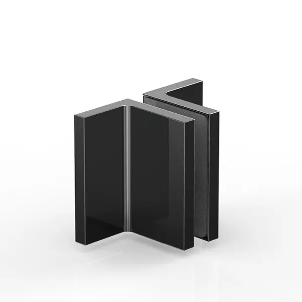 Flamea+ glasklem wand-glas- wand 90° mat zwart