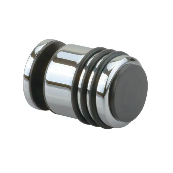 Deurknop enkel Ø30 met gummi aanslag boorgat Ø14 6-12mm glas RVS look