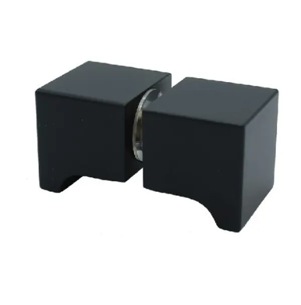 Bellagio knopstel vierkant mat zwart met vinger inkeping, 32x32x32mm Messing basis, gat ø12mm.