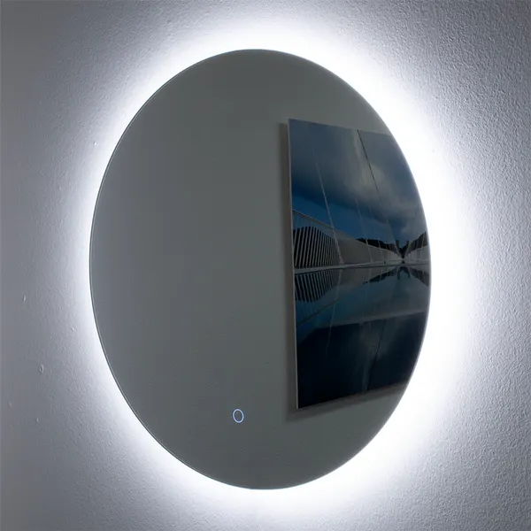 Ronde spiegel zonder frame met indirect LED verlichting en verwarming 800mm