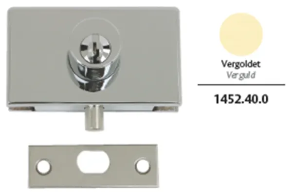 011452-05 Vitrineslot Messing gepolijst 6-8mm glas t.b.v. draaideur, gelijksluitend