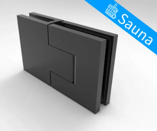 21BELS380-52 Bellagio SAUNA scharn. glas/glas 180° enkele schoefpl. incl afdekk geborst. mat zwart max. 40 kg, max. breedte 800 mm