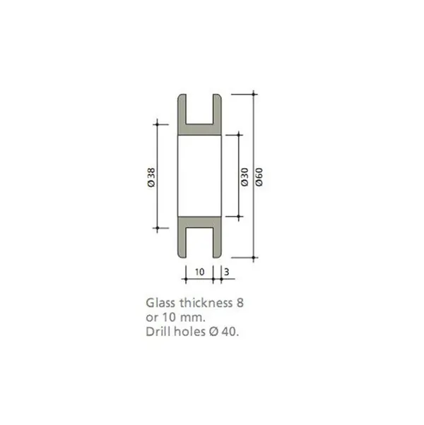 Komgreep open Ø60mm RAL9005 mat