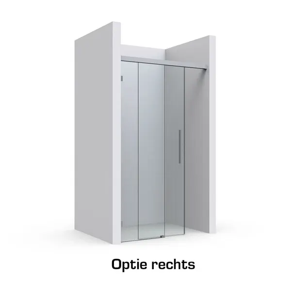 Everyspace 104 nisdouche 1600-1800 mm MET softclose aluminium gepolijst rechtse uitvoering