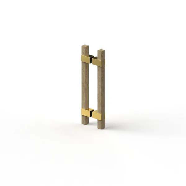 Sauna T-greep Flamea glans goud/hout finish