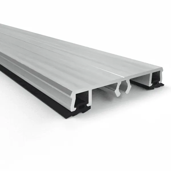 PEXT Klemprofiel 60 - Glasrubber 2,5 Midden Blank alu per mt